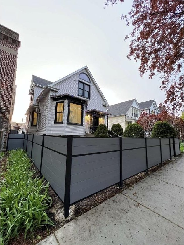 Modern gray horizontal fence